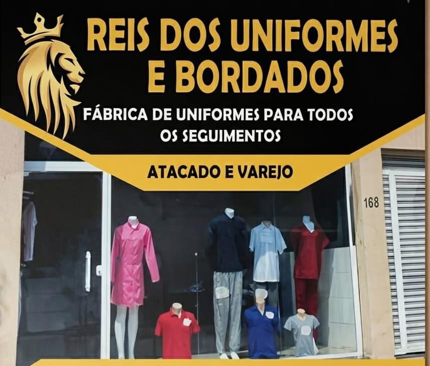 Fachada da loja Reis dos Uniformes e Bordados — fábrica de uniformes para todos os seguimentos